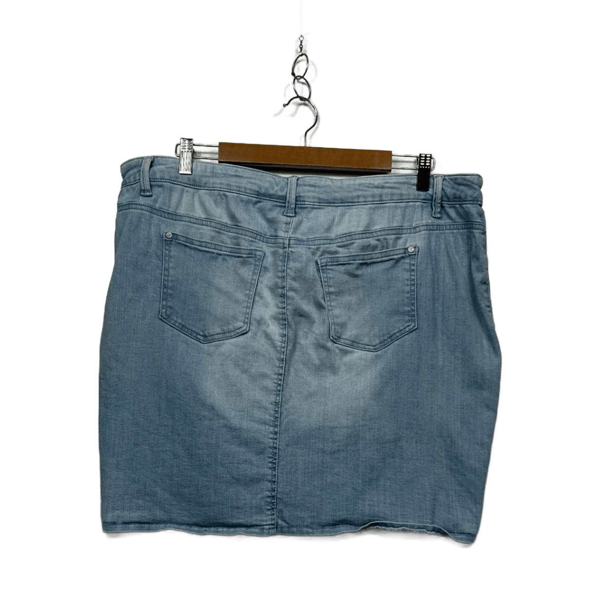Now Womens Cotton Blend Pockets Denim Mini Skirt Size 16 Floral Embroidered
