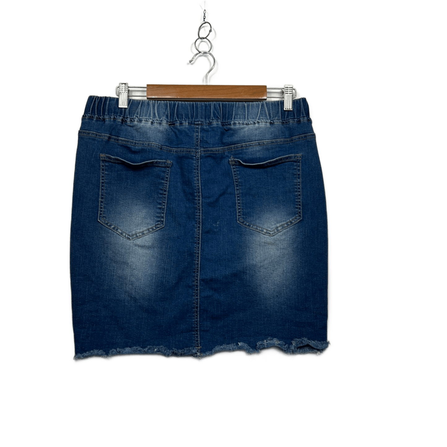 Emery Rose Blue Denim Skirt Size 16 Raw Hem Elastic Waist Short Length