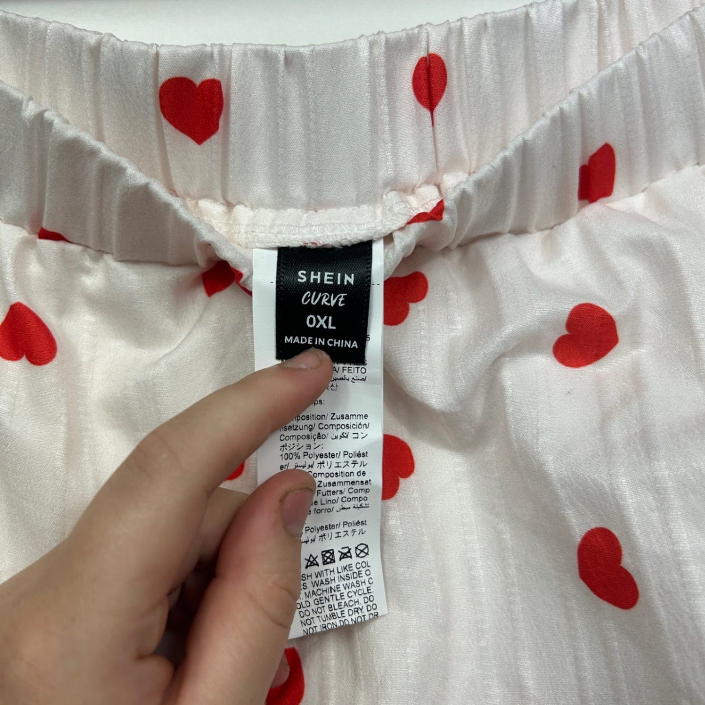 Shein Maxi Skirt Size 14 16 White Red Hearts Love Long Length