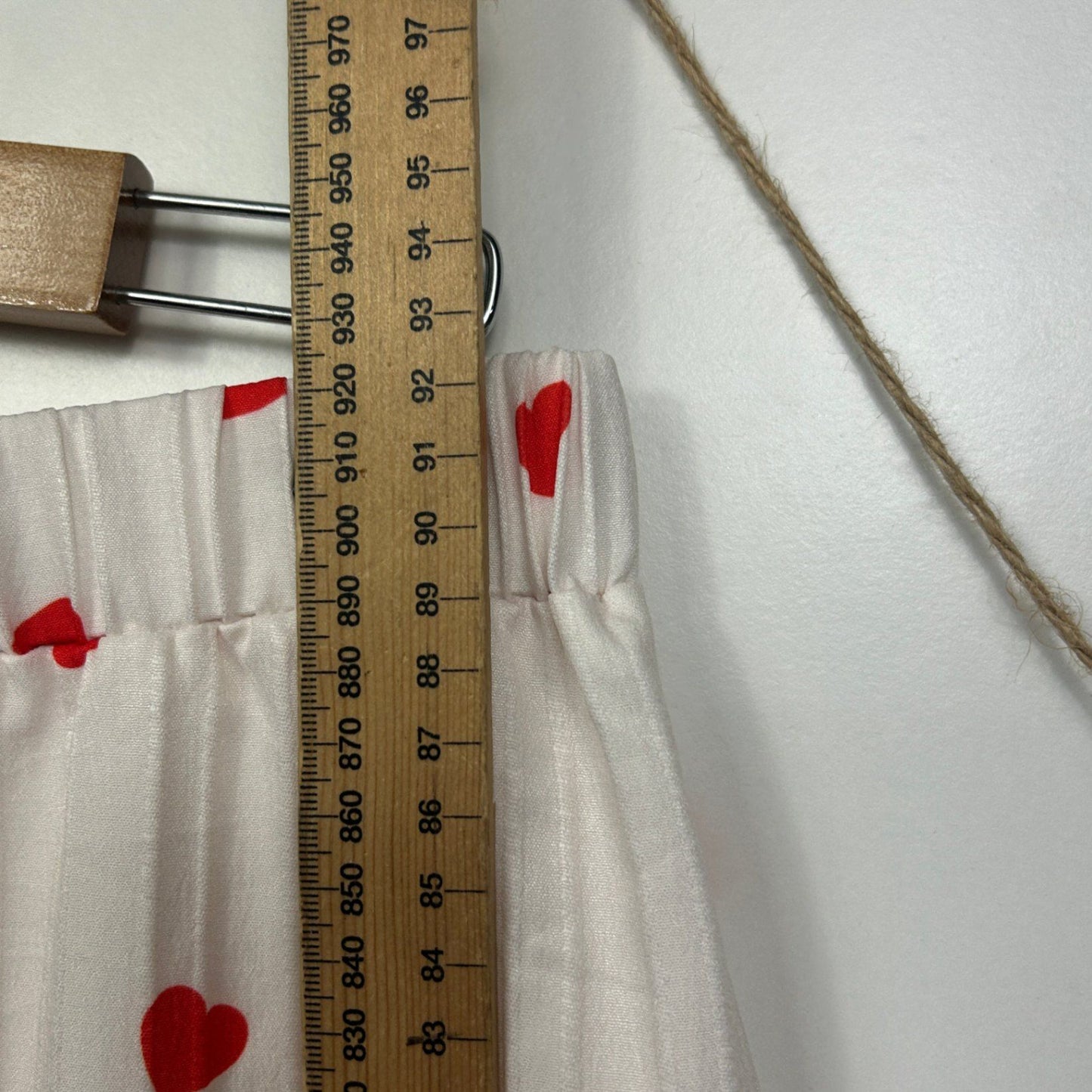 Shein Maxi Skirt Size 14 16 White Red Hearts Love Long Length