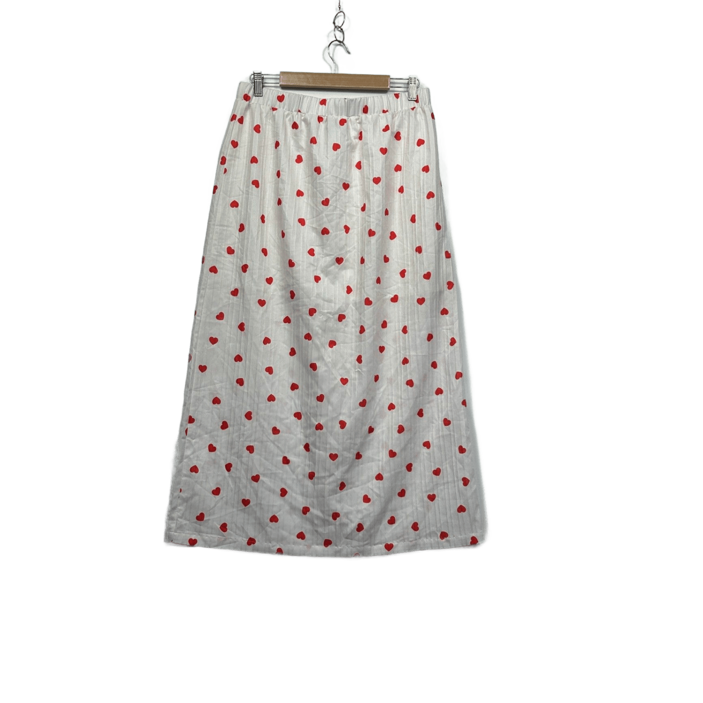 Shein Maxi Skirt Size 14 16 White Red Hearts Love Long Length