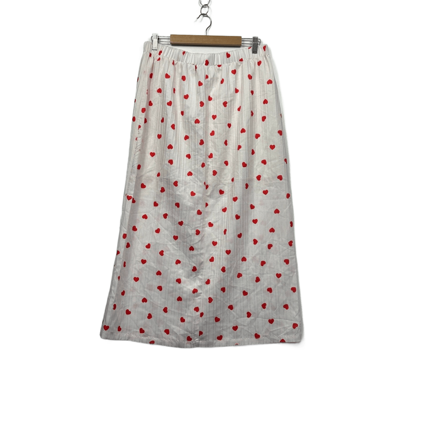 Shein Maxi Skirt Size 14 16 White Red Hearts Love Long Length