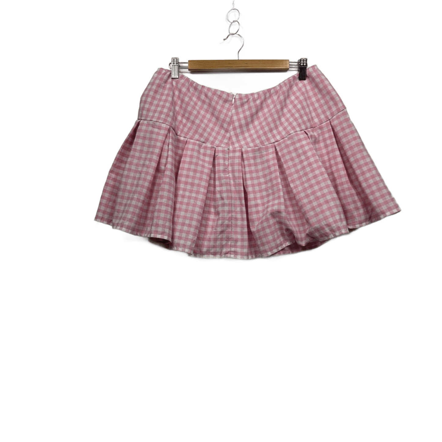 Shein Womens Pink Skater Mini Skirt Size 14 Gingham Check
