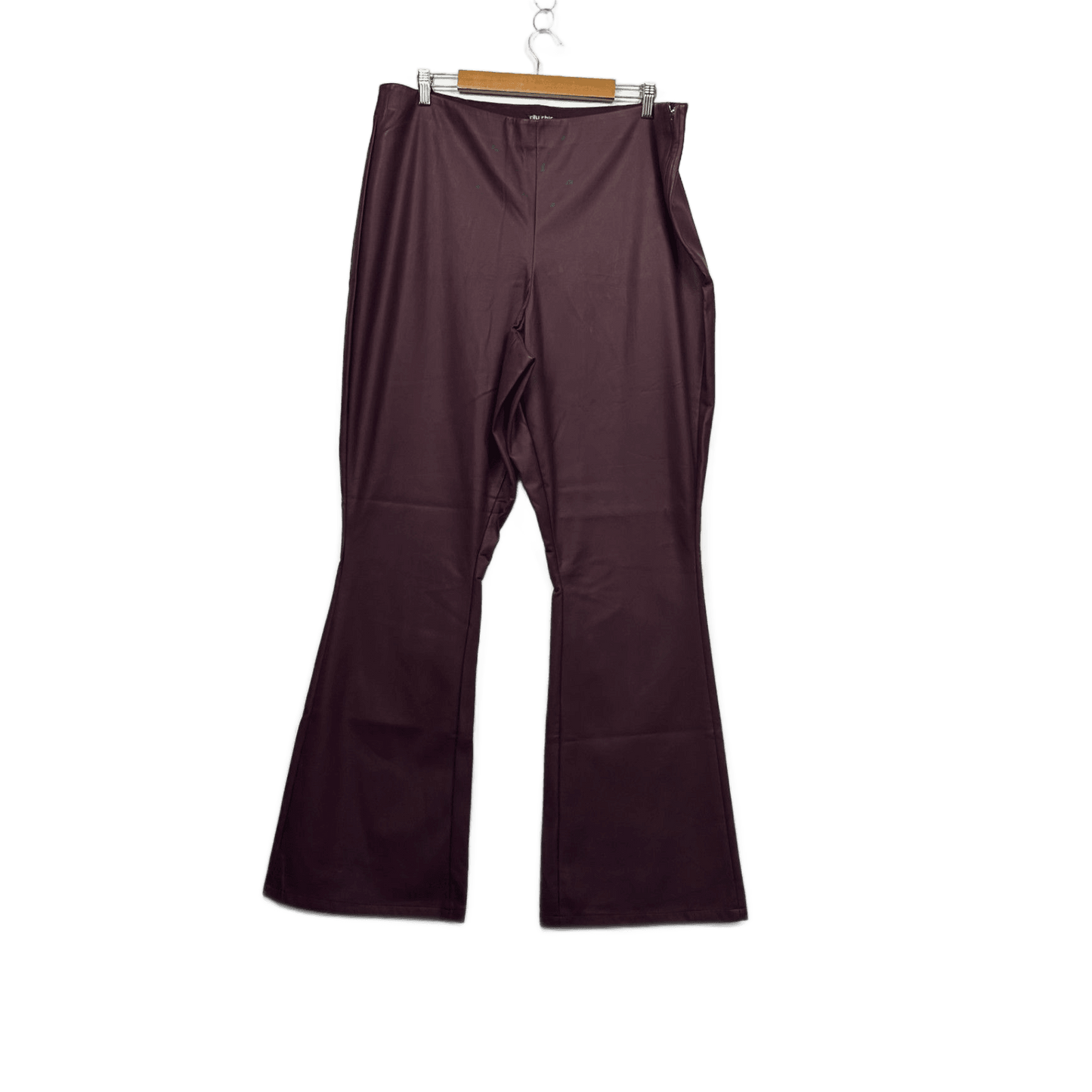 City Chic Faux Leather PVC Flared Pants Trousers Size 22 Burgundy