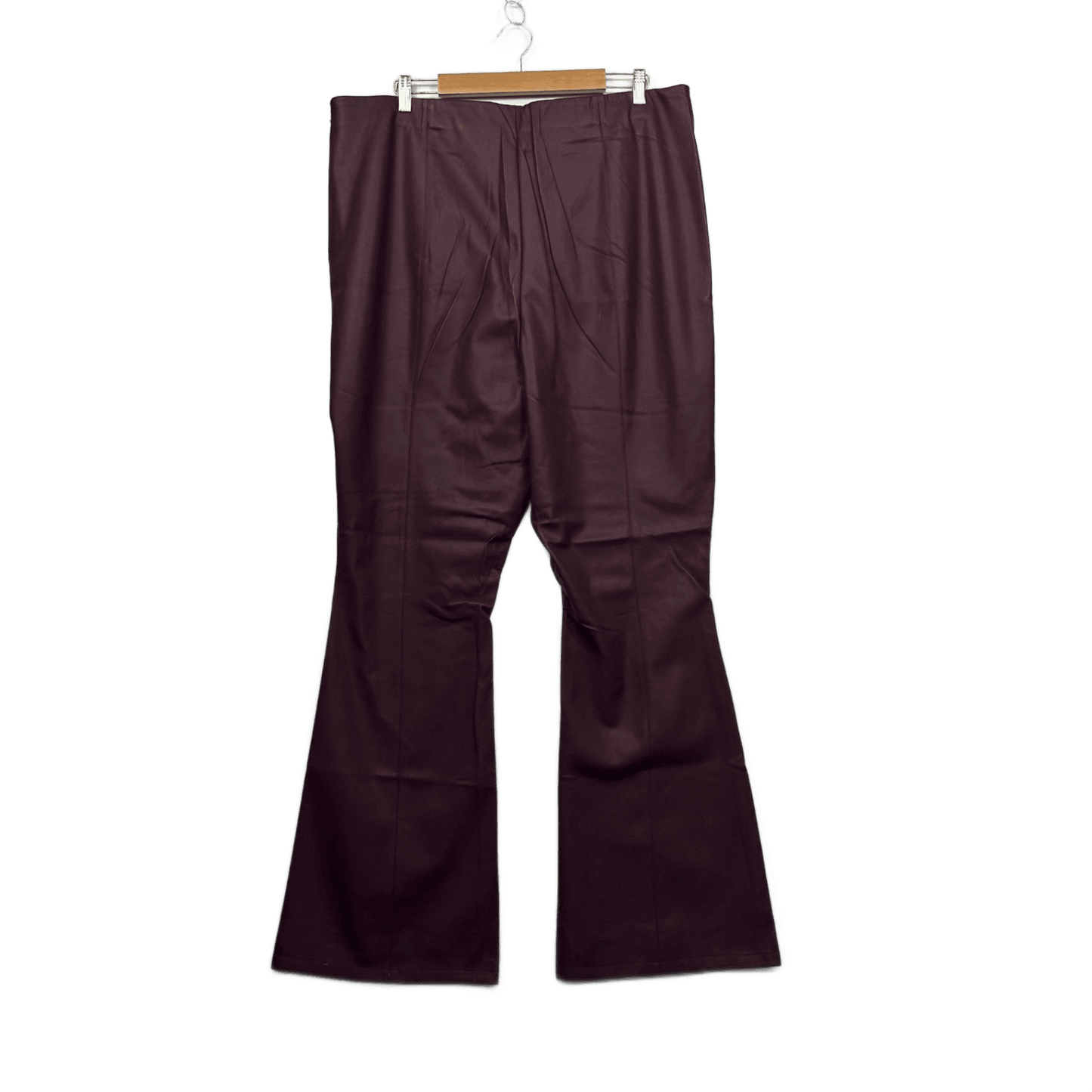 City Chic Faux Leather PVC Flared Pants Trousers Size 22 Burgundy