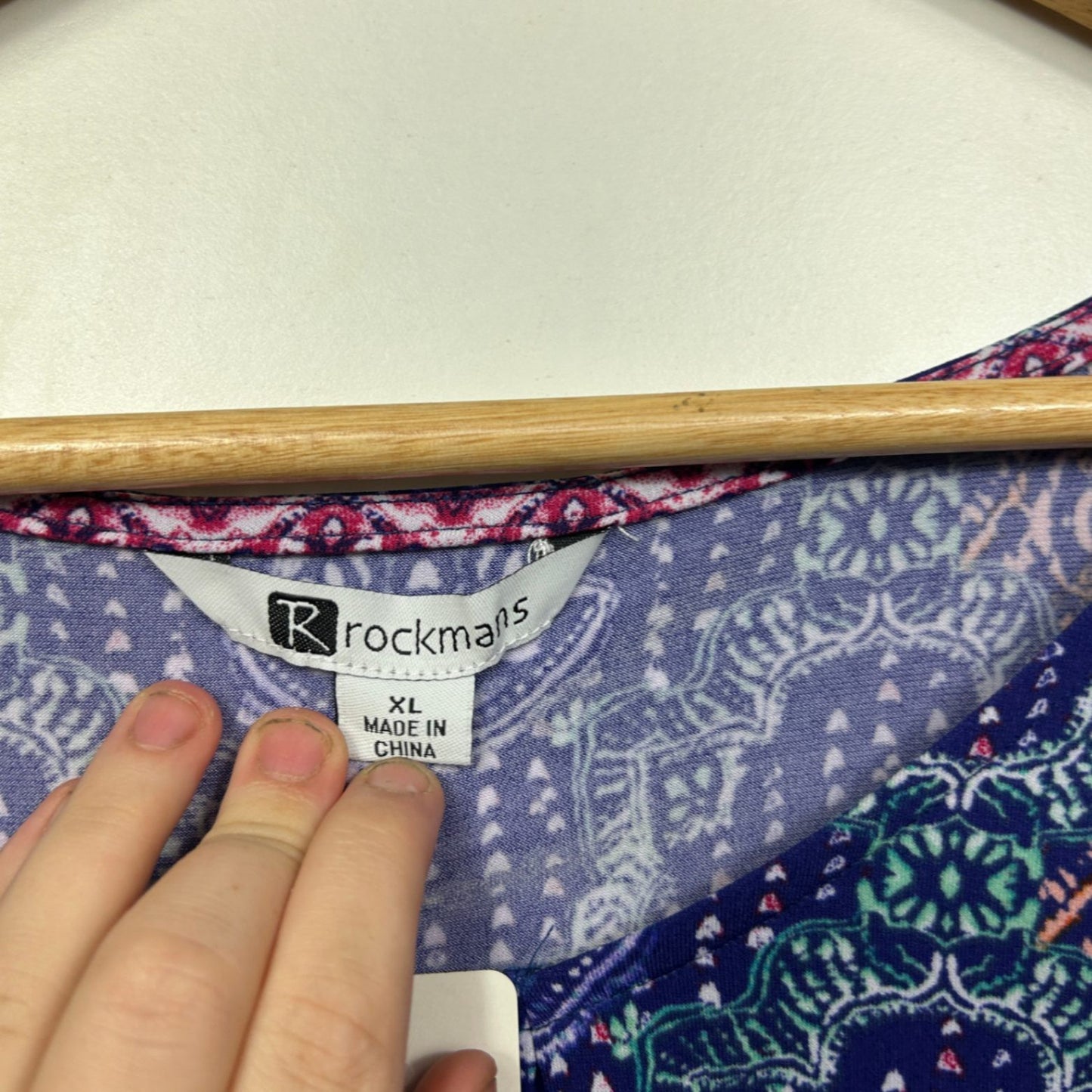 New Rockmans Purple Beaded Trim Top Size 16 XL Short Sleeve