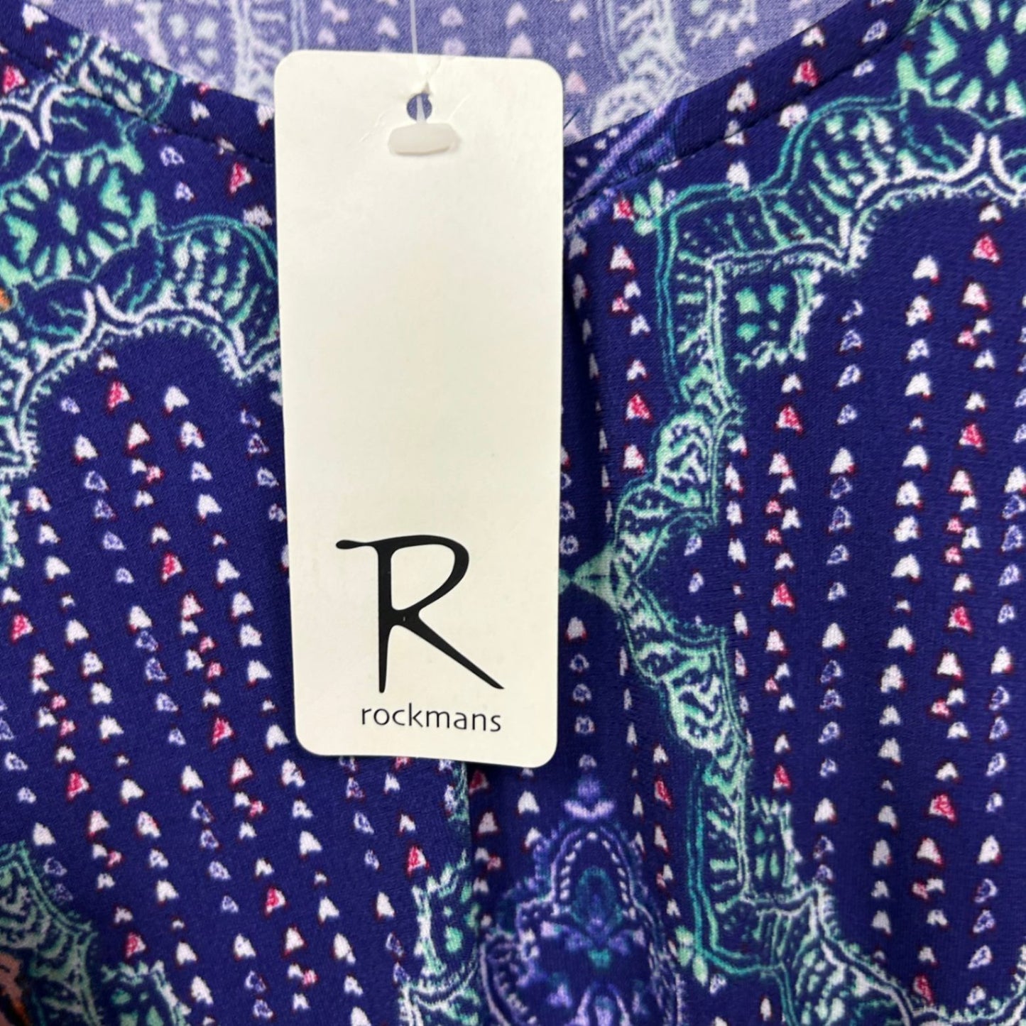 New Rockmans Purple Beaded Trim Top Size 16 XL Short Sleeve
