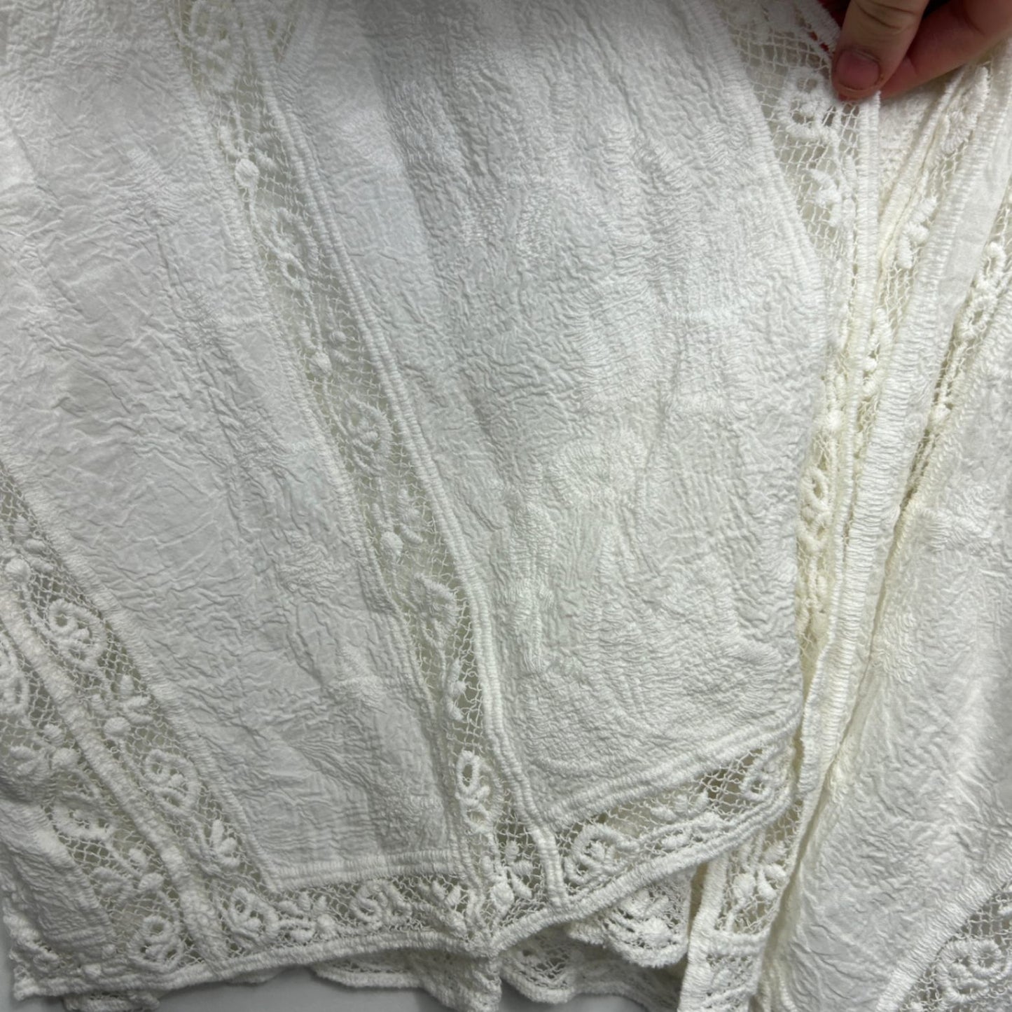 Rockmans White Embroidered Boho Duster Jacket Top Cover Up Size 18 Cotton