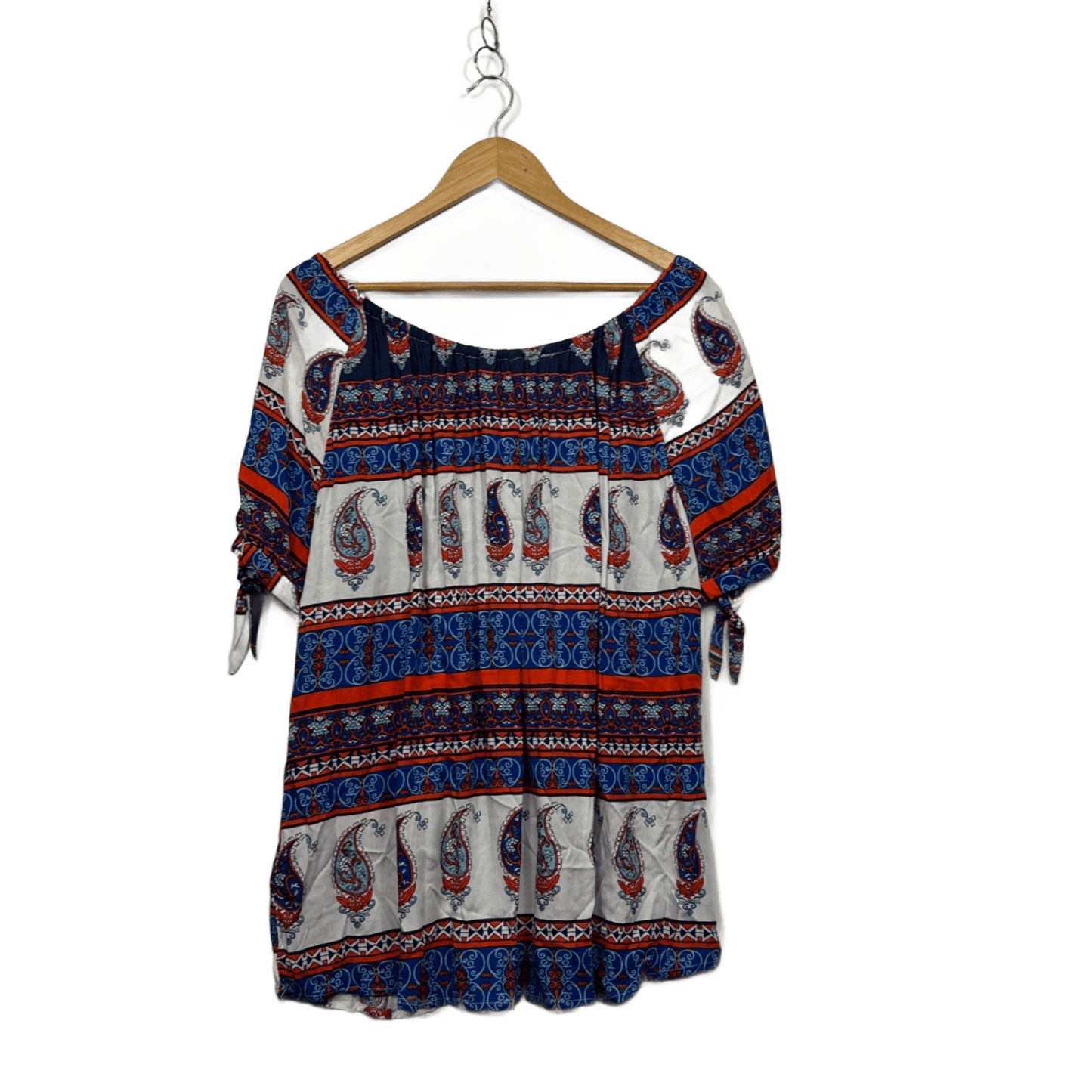 Rockmans Multicoloured Paisley Print Viscose Casual Top Size 18