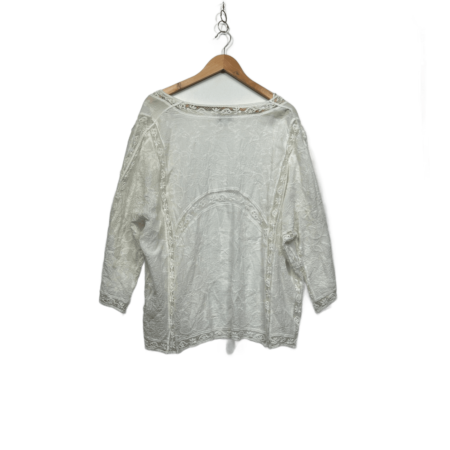 Rockmans White Embroidered Boho Duster Jacket Top Cover Up Size 18 Cotton