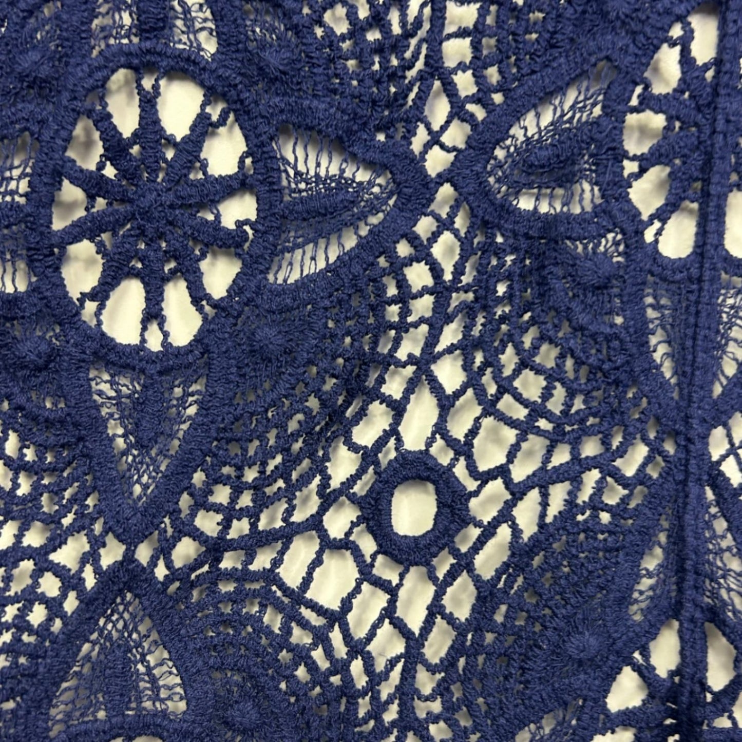 Crossroads Navy Blue Cotton Sleeveless Crochet Bohemian Vest Size 16 18