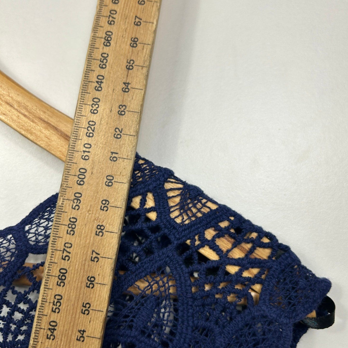 Crossroads Navy Blue Cotton Sleeveless Crochet Bohemian Vest Size 16 18
