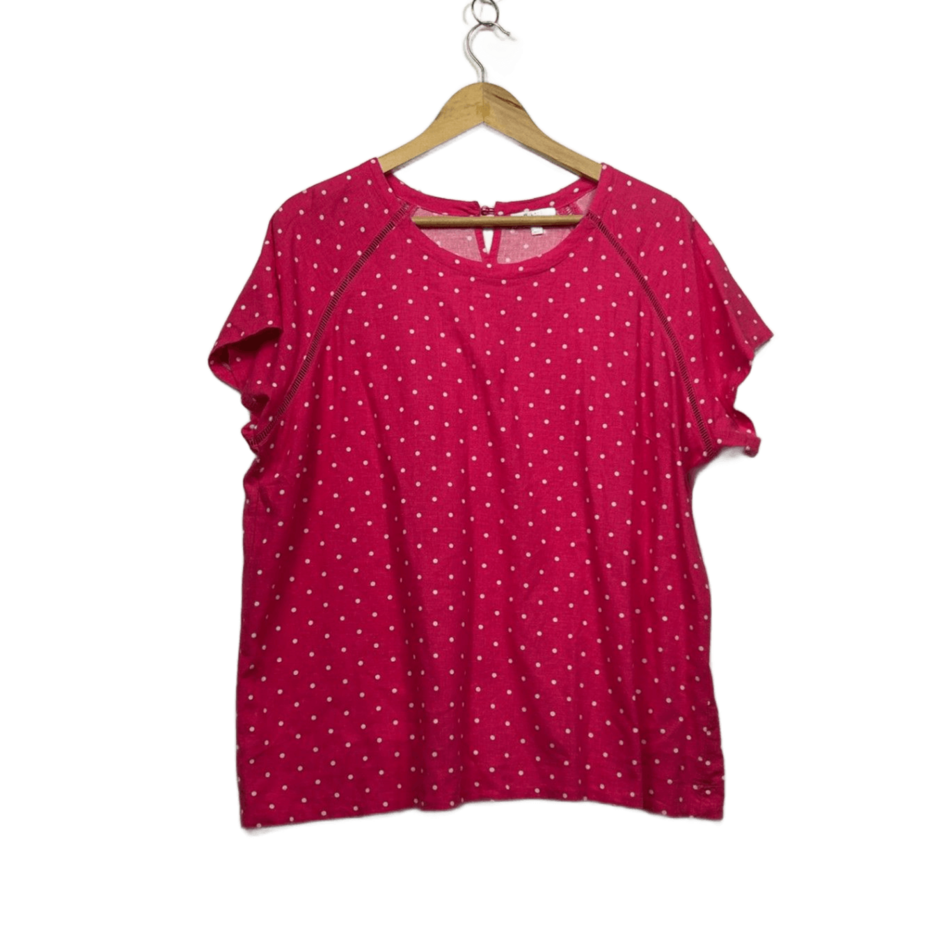 W Lane Linen Blend Pink Dots Short Sleeve Top Size 20
