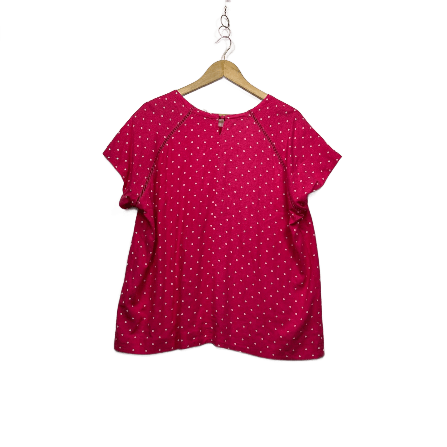 W Lane Linen Blend Pink Dots Short Sleeve Top Size 20