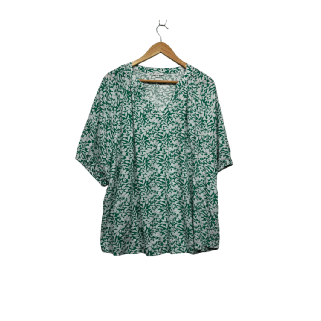 Target Top Size 20 Green Floral Short Sleeve Viscose