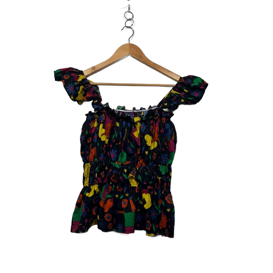 Keshet Cotton Sleeveless Ruffle Boho Blouse Top Size L/XL Stretch