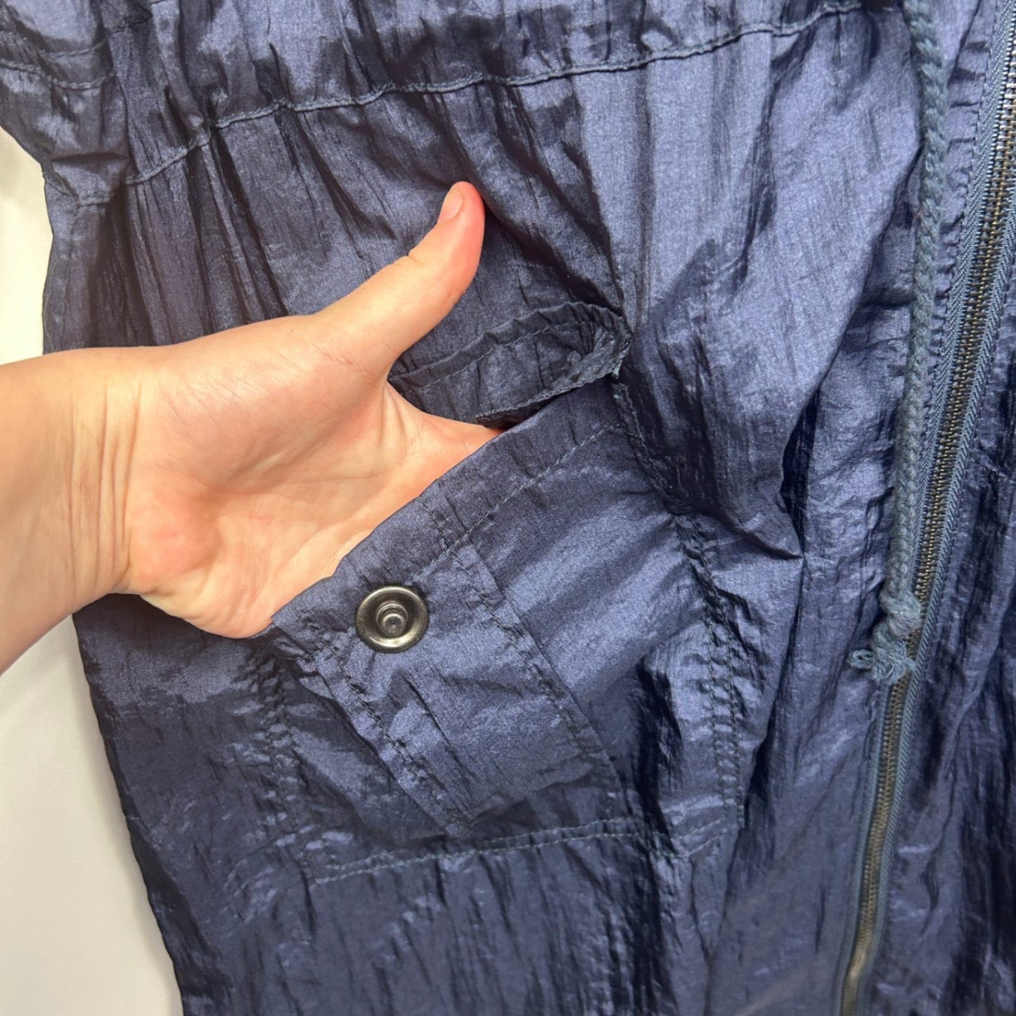 Avella Navy Hooded Drawstring Waist Parka Jacket Windbreaker Size 20