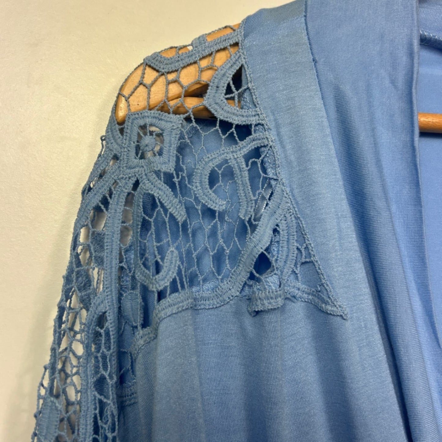 New Autograph Blue Viscose Blend Open Front Crochet Trim Kimono Cardigan Size 22