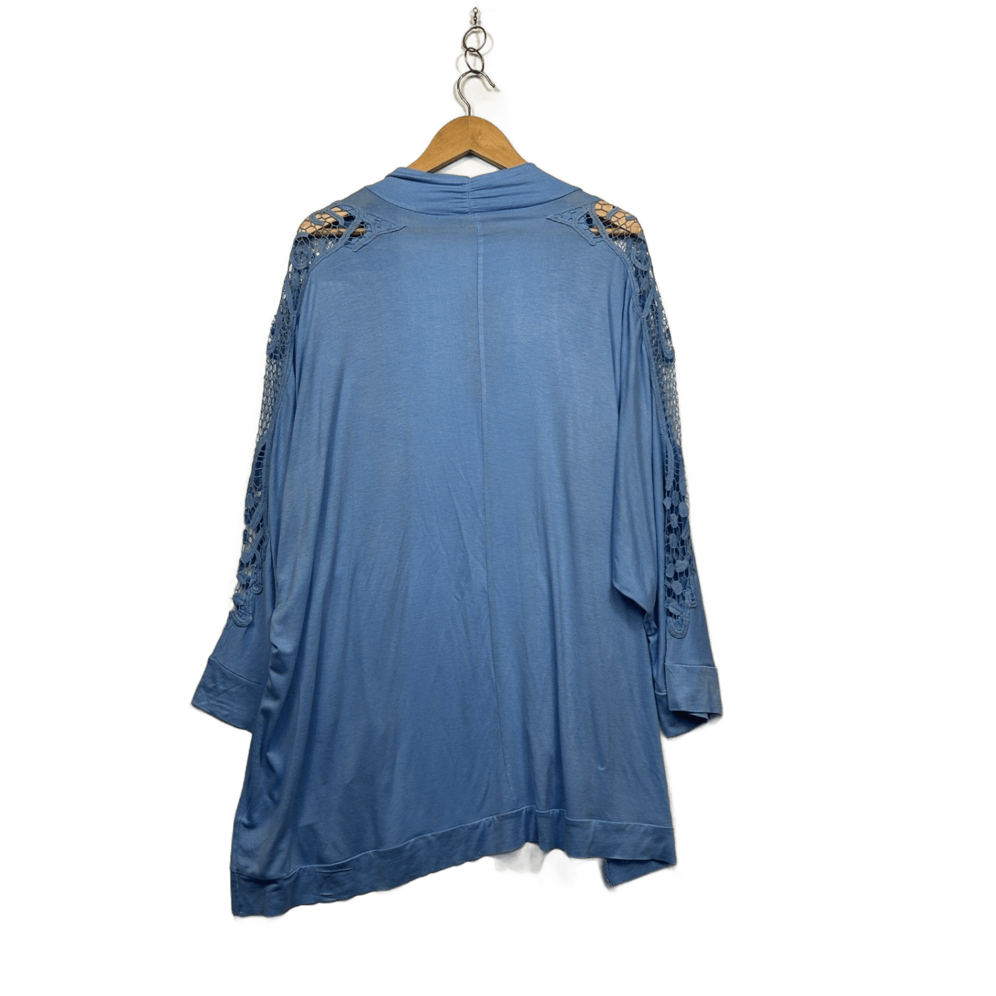 New Autograph Blue Viscose Blend Open Front Crochet Trim Kimono Cardigan Size 22