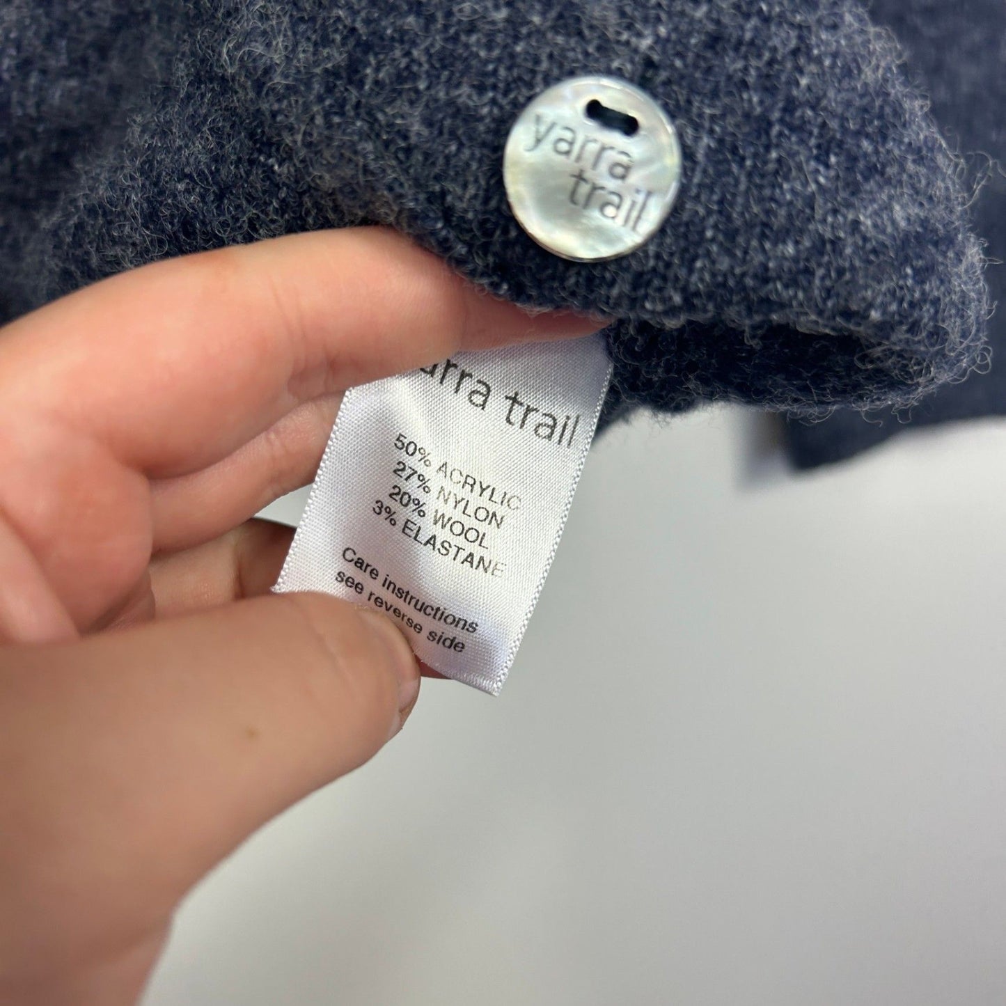 Yarra Trail Blue Wool Blend Cowl Neck Pullover Jumper Size Large Petites