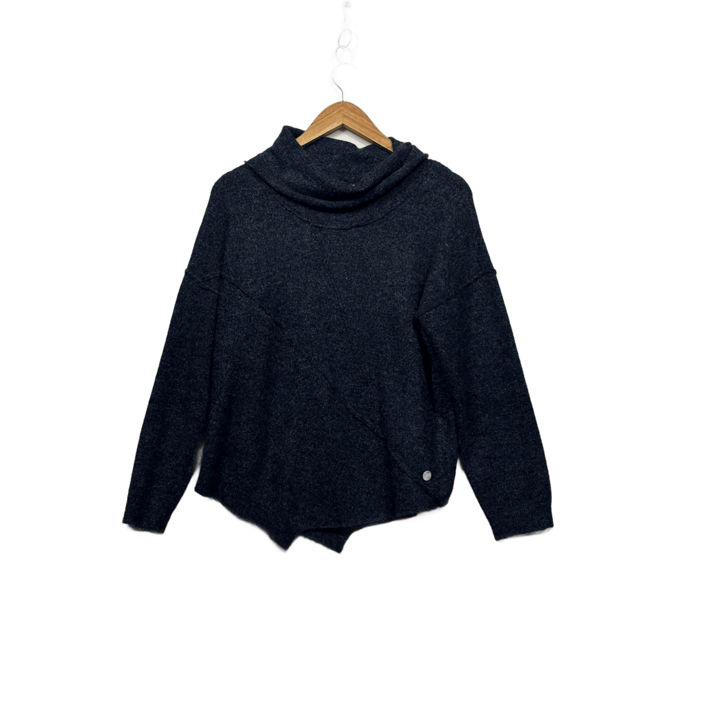 Yarra Trail Blue Wool Blend Cowl Neck Pullover Jumper Size Large Petites