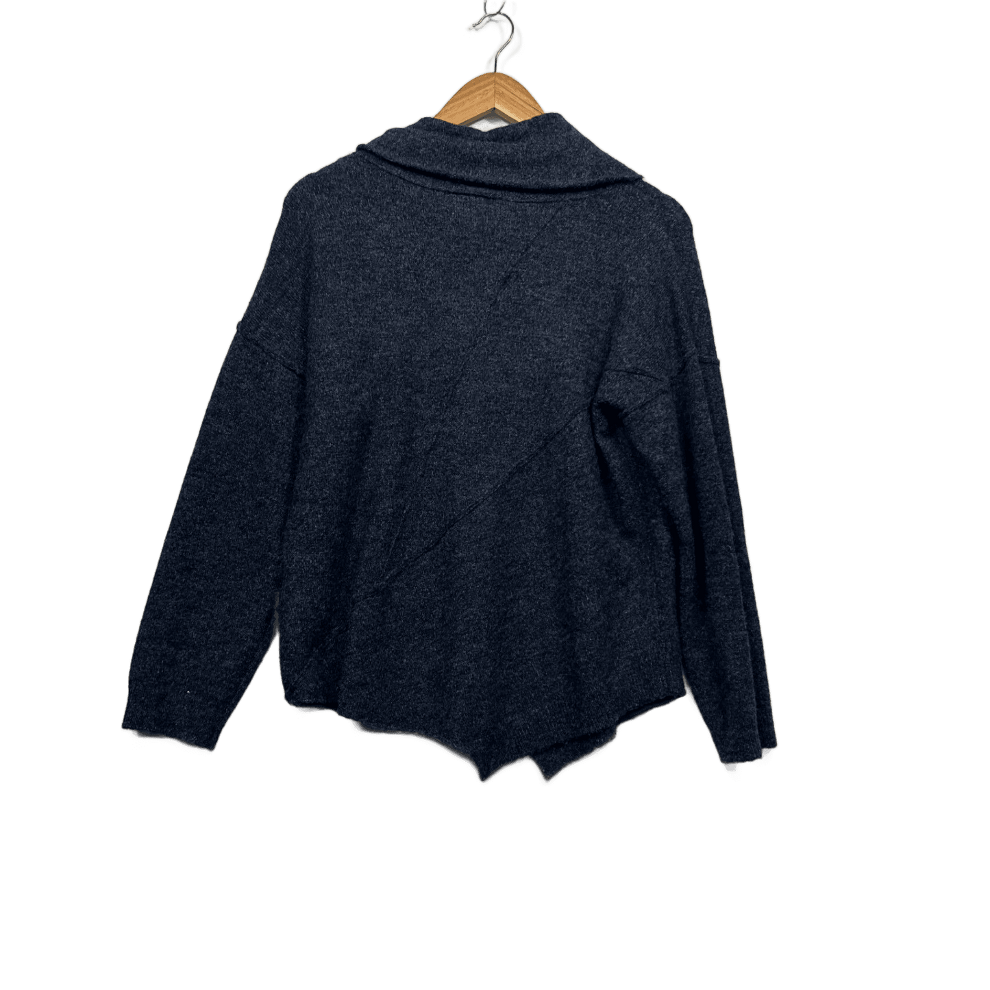 Yarra Trail Blue Wool Blend Cowl Neck Pullover Jumper Size Large Petites