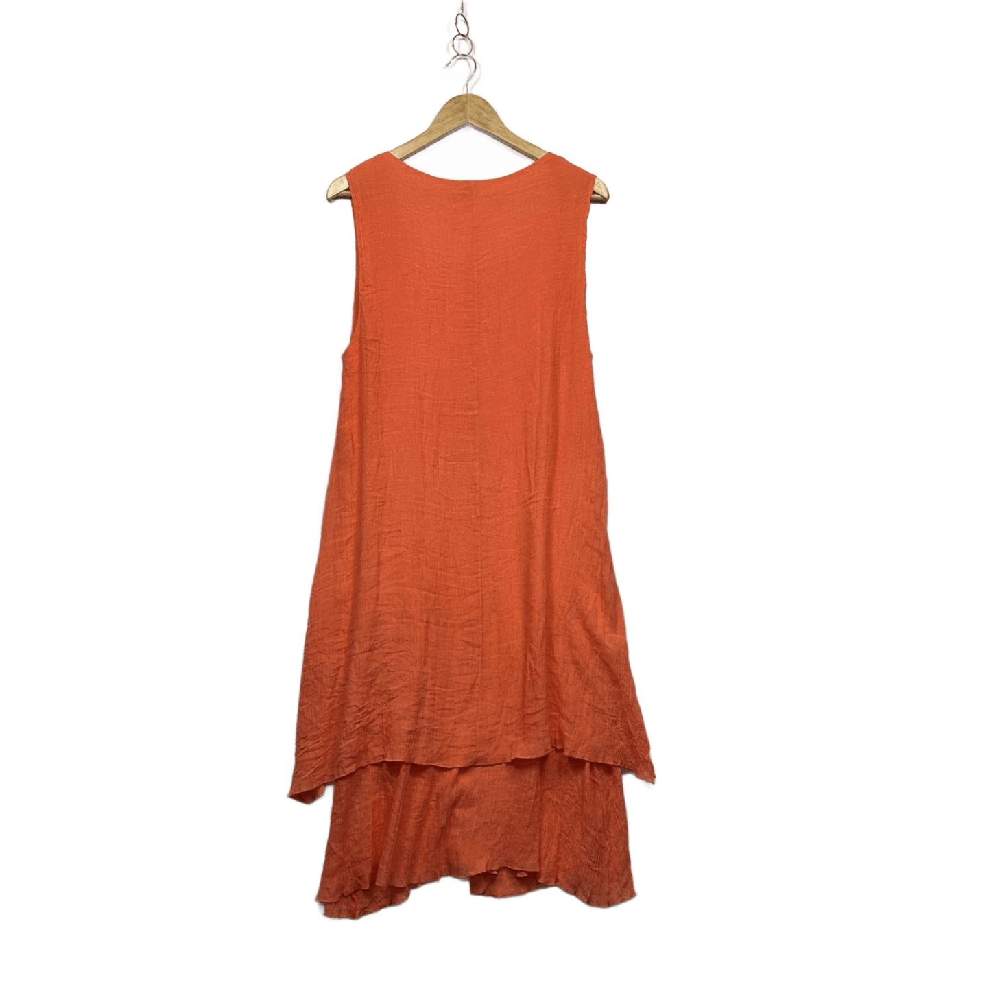 M.Style Orange Cotton Sleeveless Layered Crochet Boho Dress Size 18