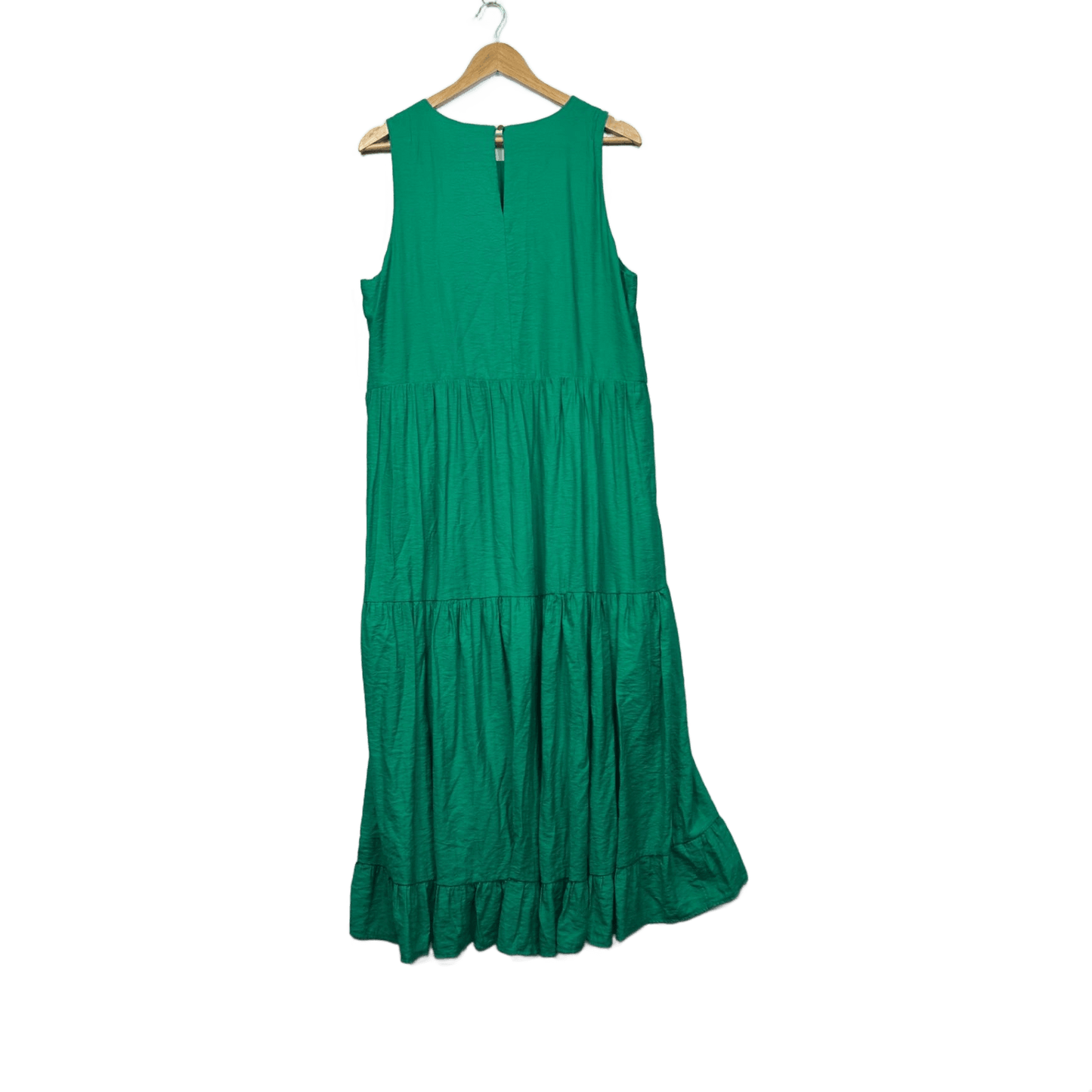 Decjuba Green Tiered Sleeveless Maxi Dress Size 14 Pockets Viscose