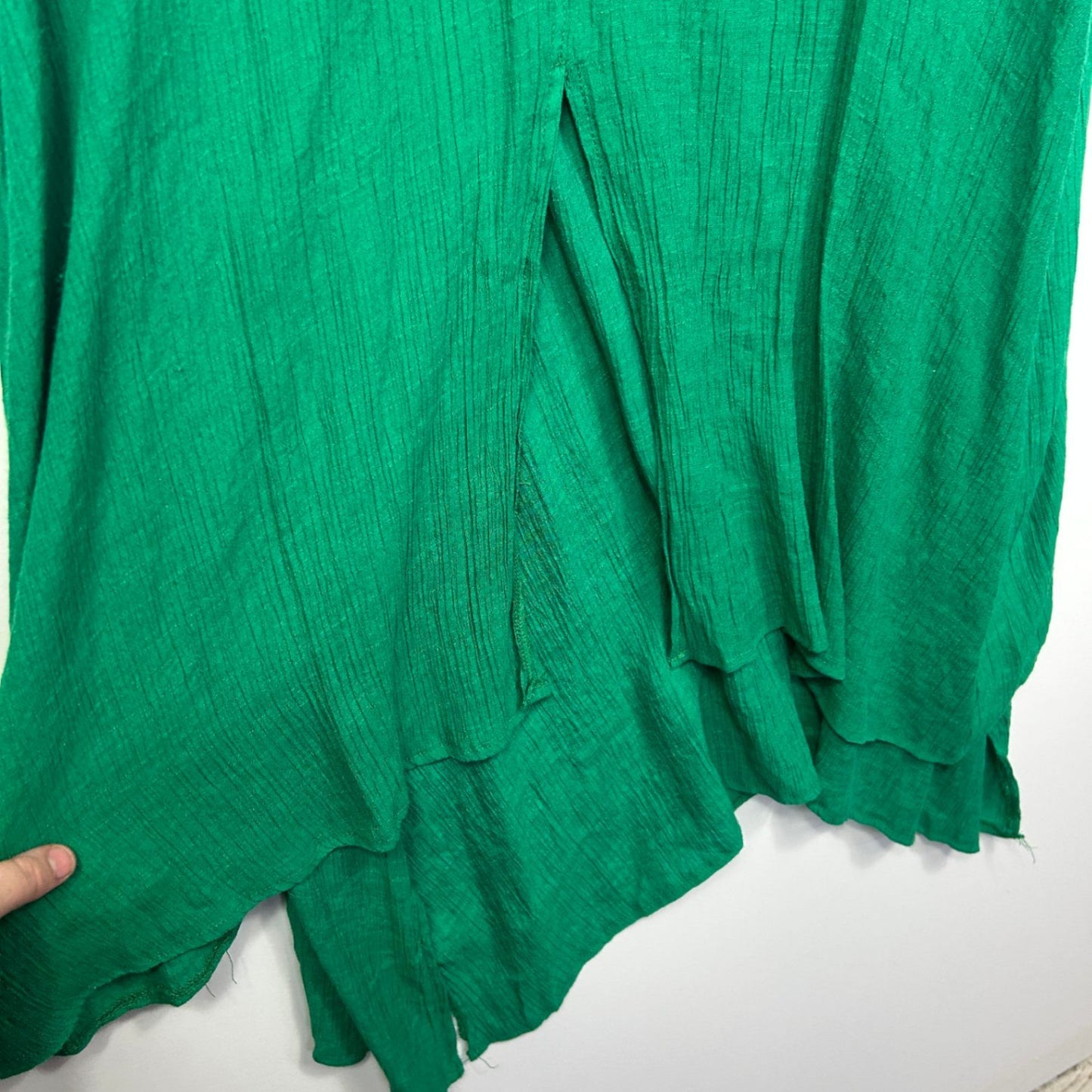 La Mode Green Cotton Blend Sleeveless Midi V-Neck Layered Maxi Dress Size 18