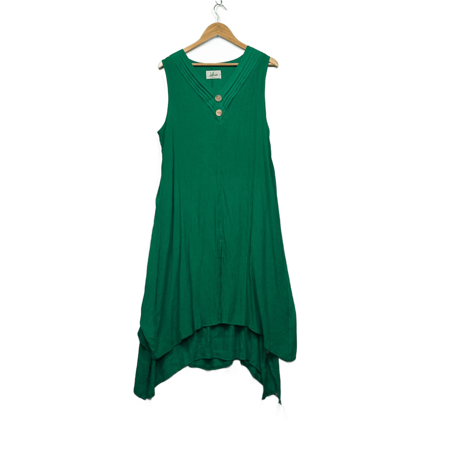 La Mode Green Cotton Blend Sleeveless Midi V-Neck Layered Maxi Dress Size 18