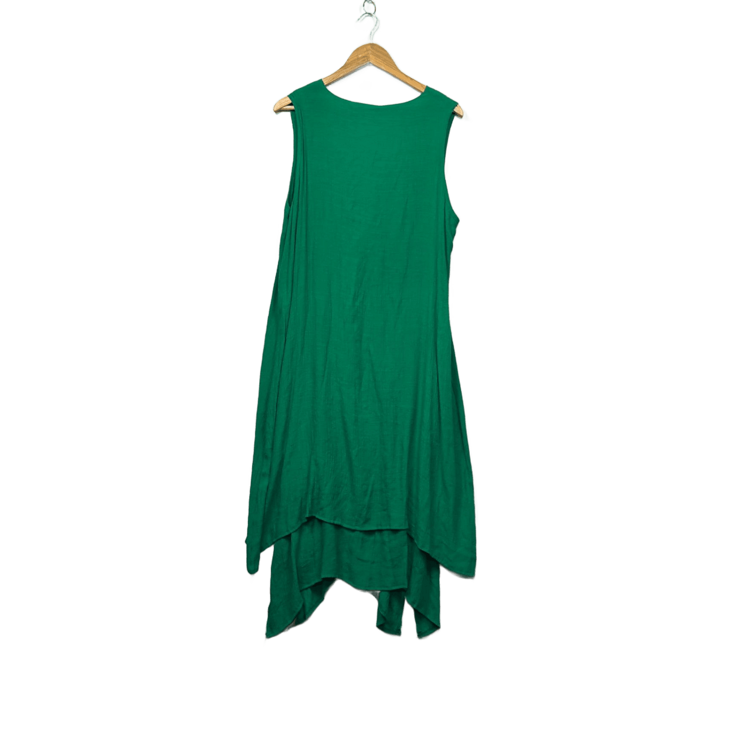 La Mode Green Cotton Blend Sleeveless Midi V-Neck Layered Maxi Dress Size 18