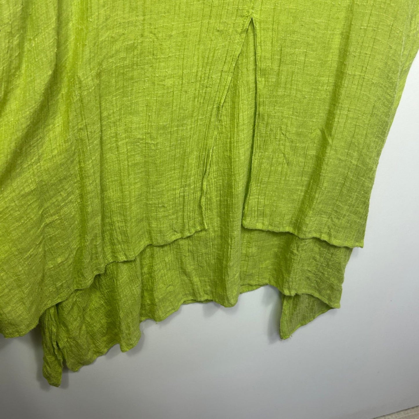 M.Style Green V-Neck Handkerchief Hem Layered Sleeveless Maxi Dress Size 18 Cotton