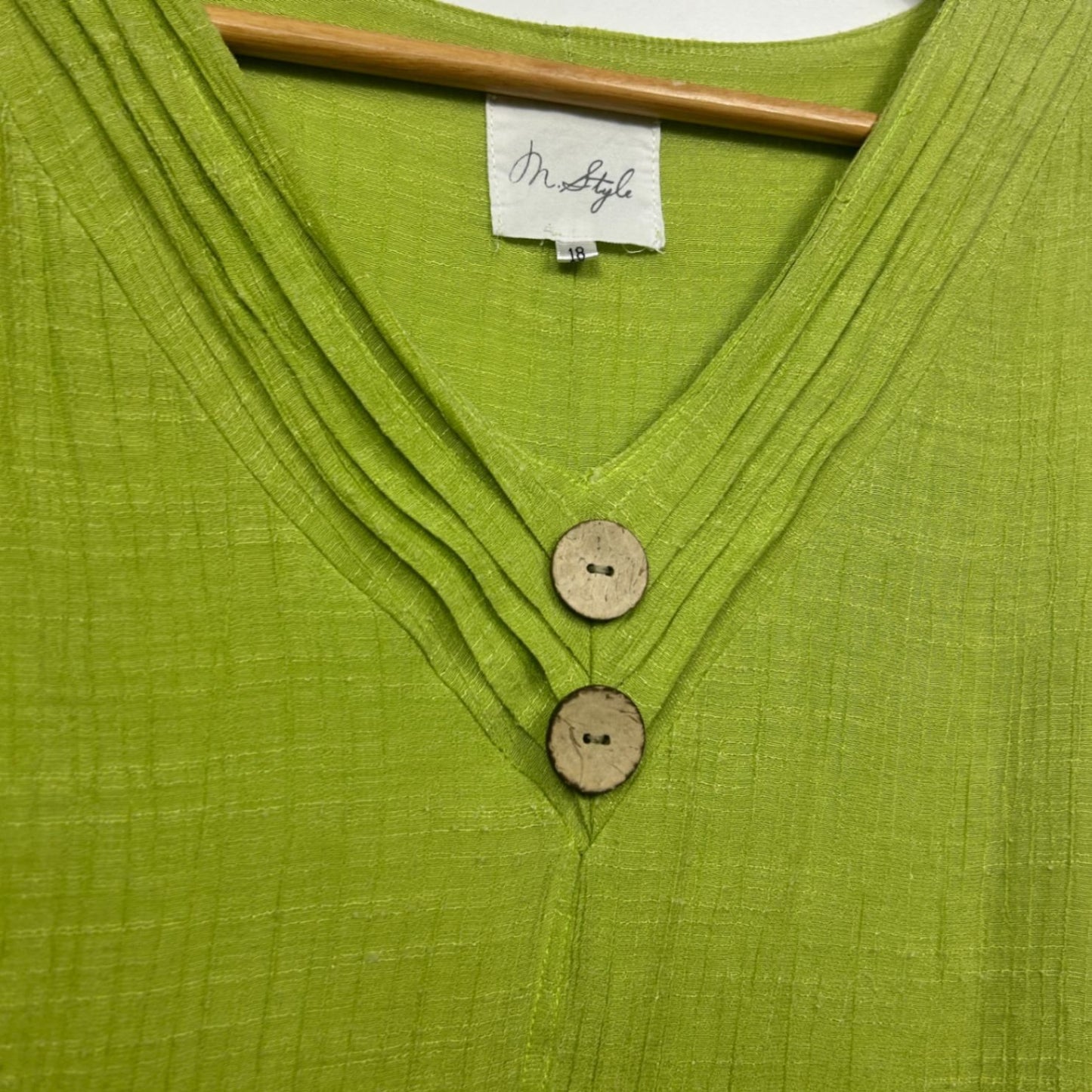 M.Style Green V-Neck Handkerchief Hem Layered Sleeveless Maxi Dress Size 18 Cotton