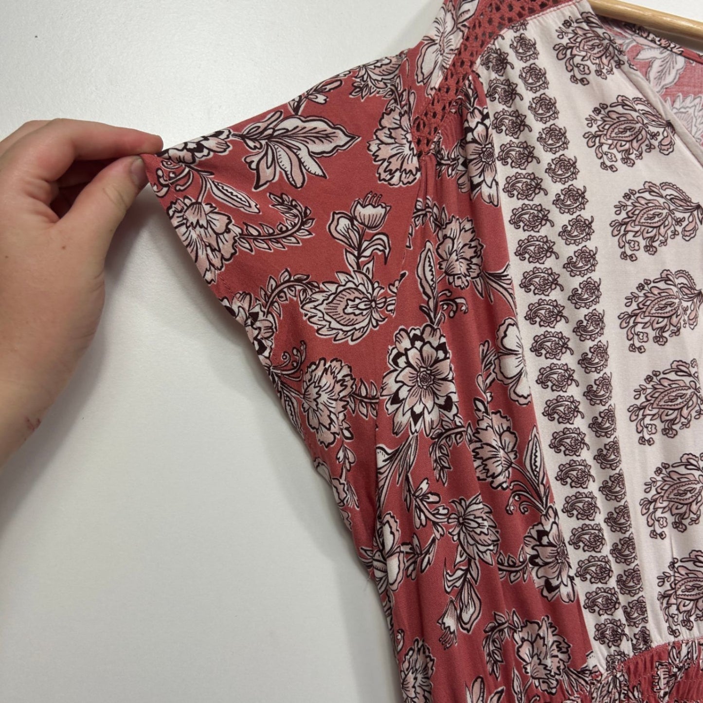 Beme Boho Maxi Dress Size 20 Viscose Pockets Short Sleeve