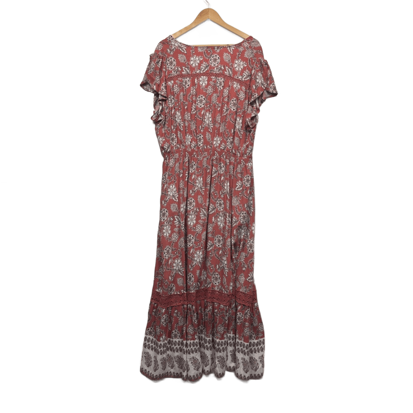 Beme Boho Maxi Dress Size 20 Viscose Pockets Short Sleeve