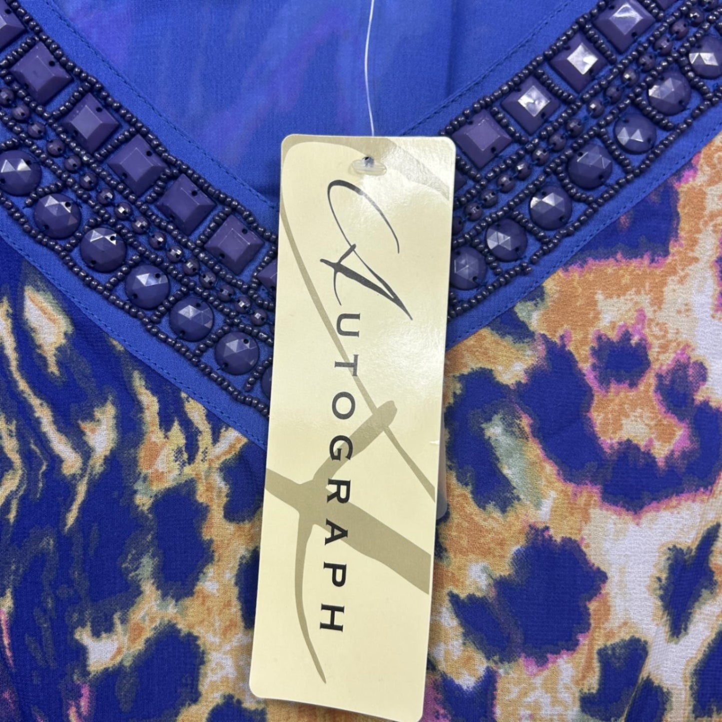 New Autograph Kaftan Blouse Top Size 26 Multicoloured Beaded