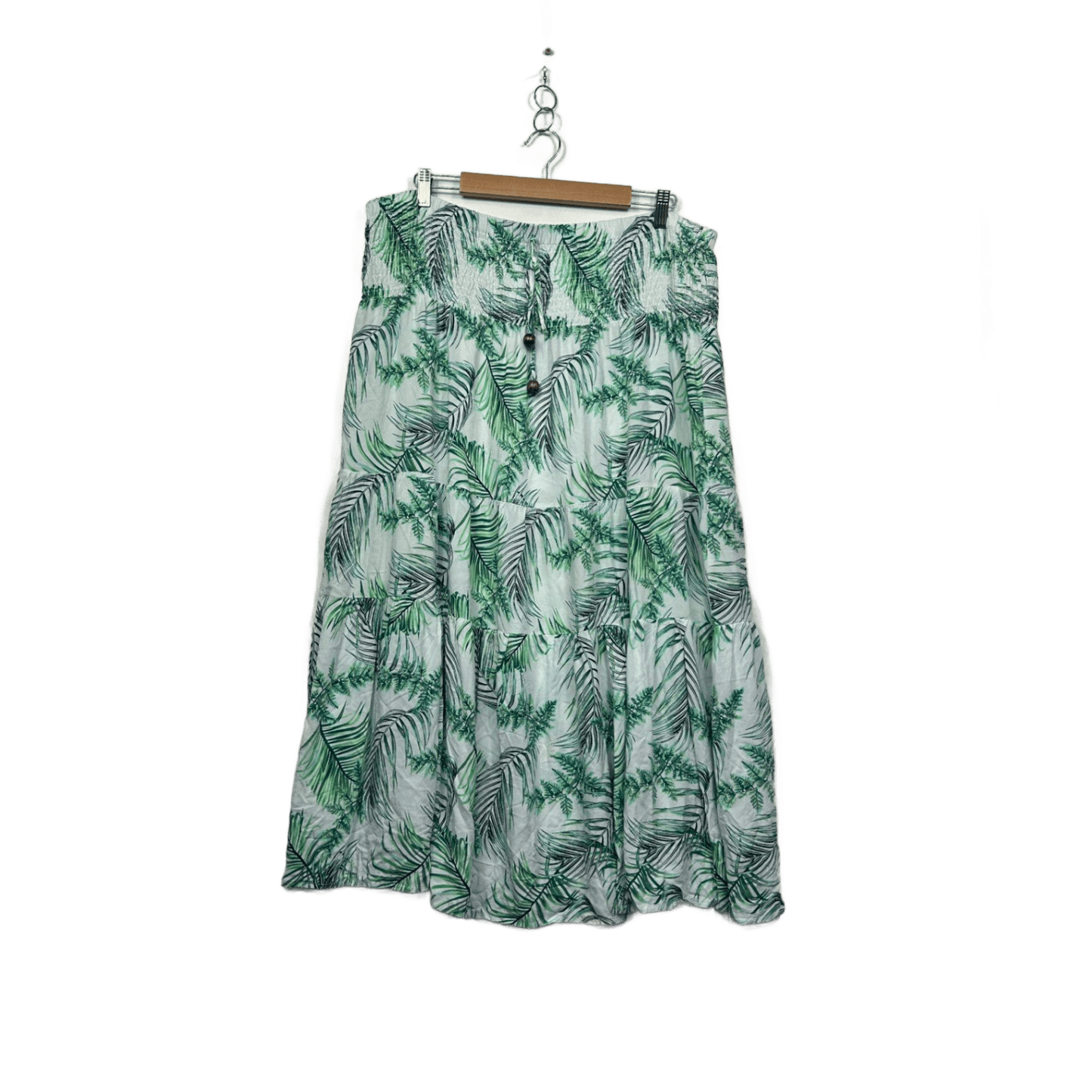Millers Green Floral Leaf Print White Maxi Skirt Size 2XL 18 Viscose