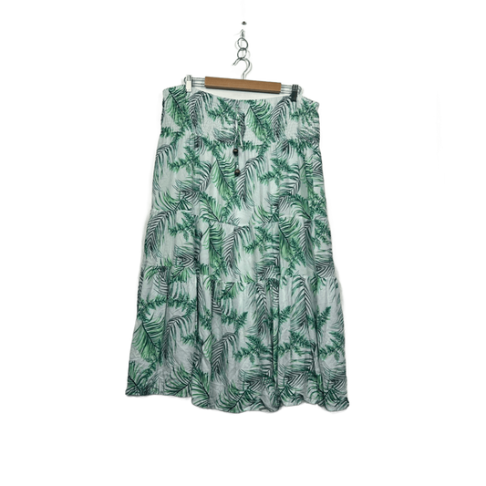Millers Green Floral Leaf Print White Maxi Skirt Size 2XL 18 Viscose