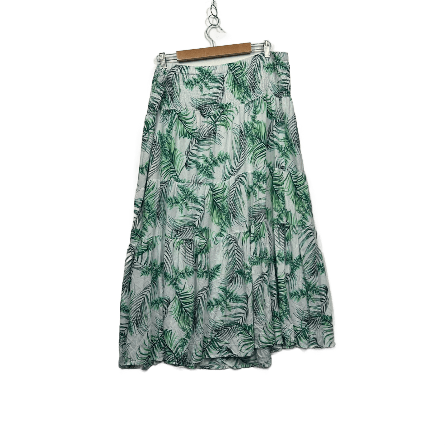 Millers Green Floral Leaf Print White Maxi Skirt Size 2XL 18 Viscose