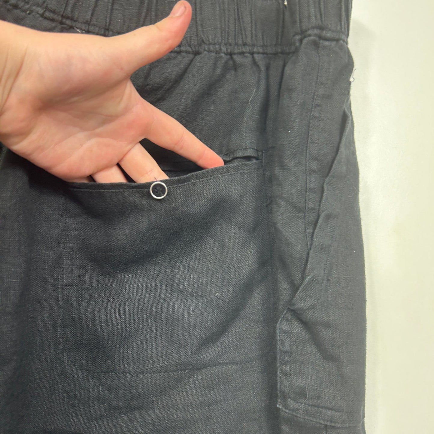 Virtuelle Black Linen Blend Capri Cropped Pants Size 20 Plus
