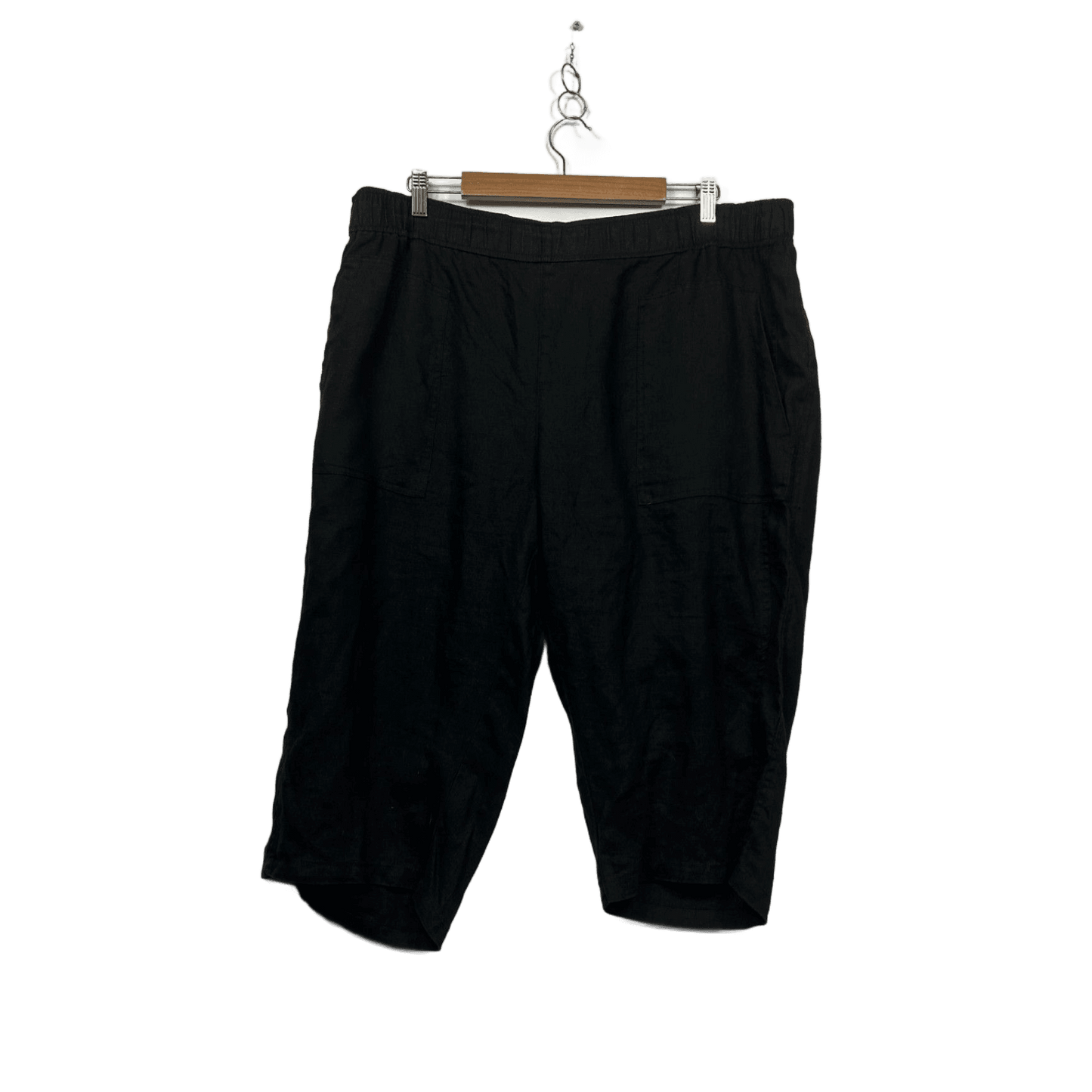 Virtuelle Black Linen Blend Capri Cropped Pants Size 20 Plus