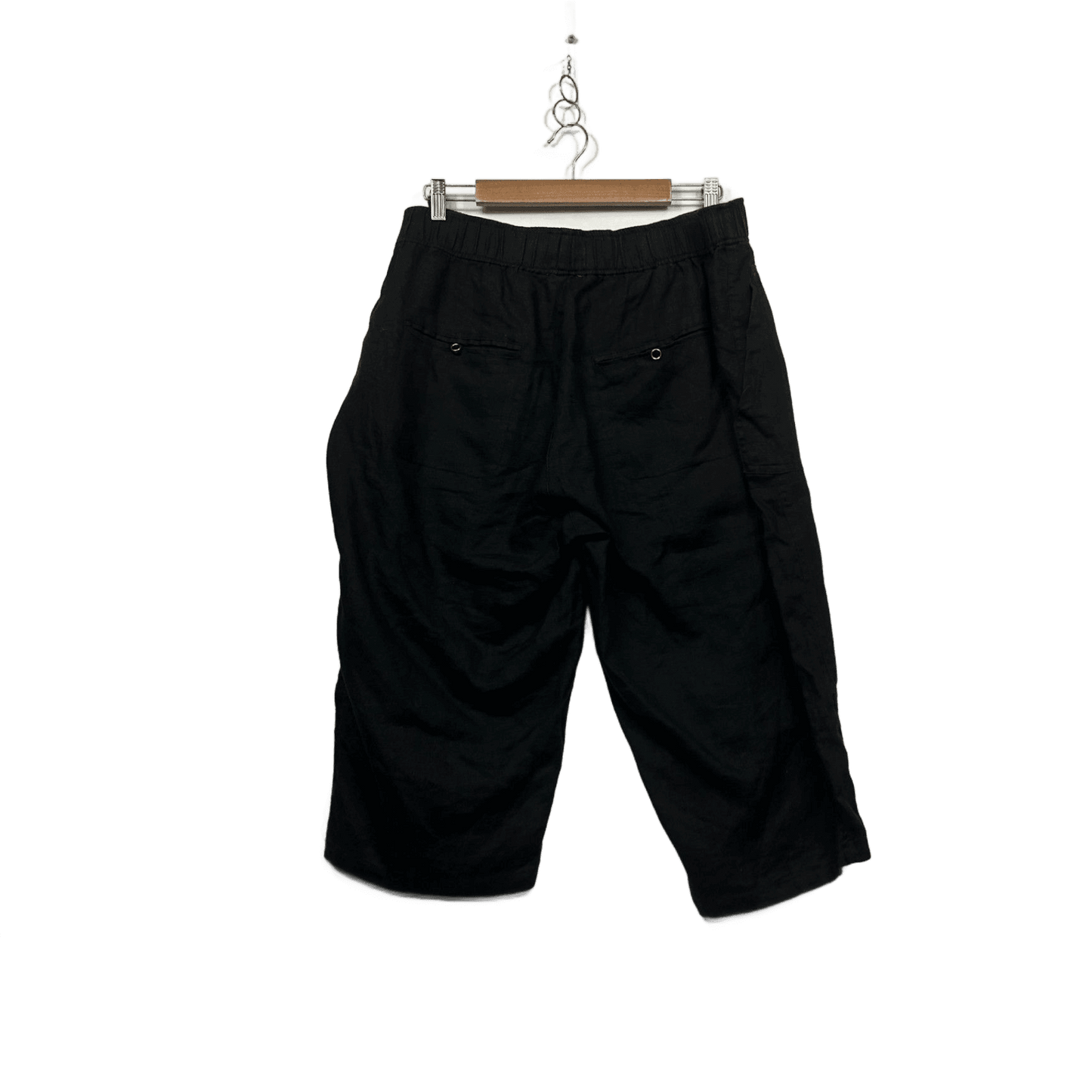 Virtuelle Black Linen Blend Capri Cropped Pants Size 20 Plus