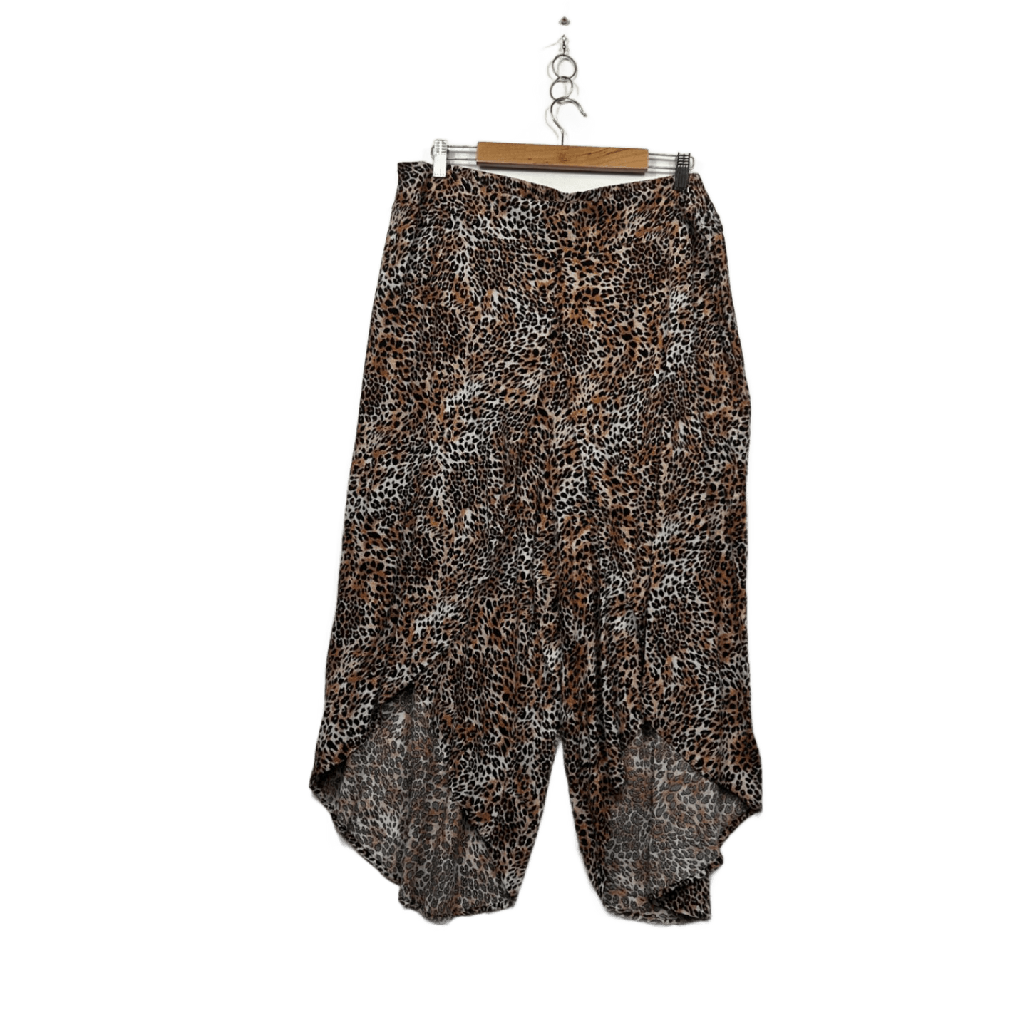 Beme Animal Leopard Print Linen Blend Harem Cropped Pants Size 18