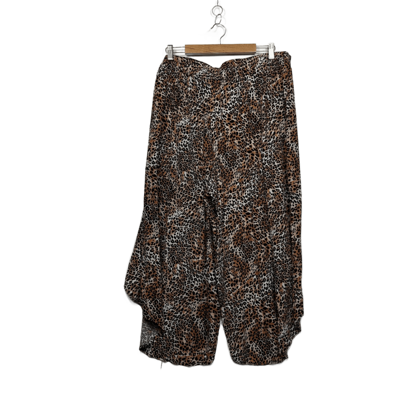 Beme Animal Leopard Print Linen Blend Harem Cropped Pants Size 18