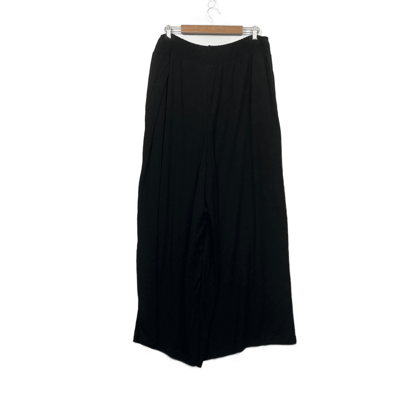 New edited Black Wide Leg Viscose Trousers Pants Size 24