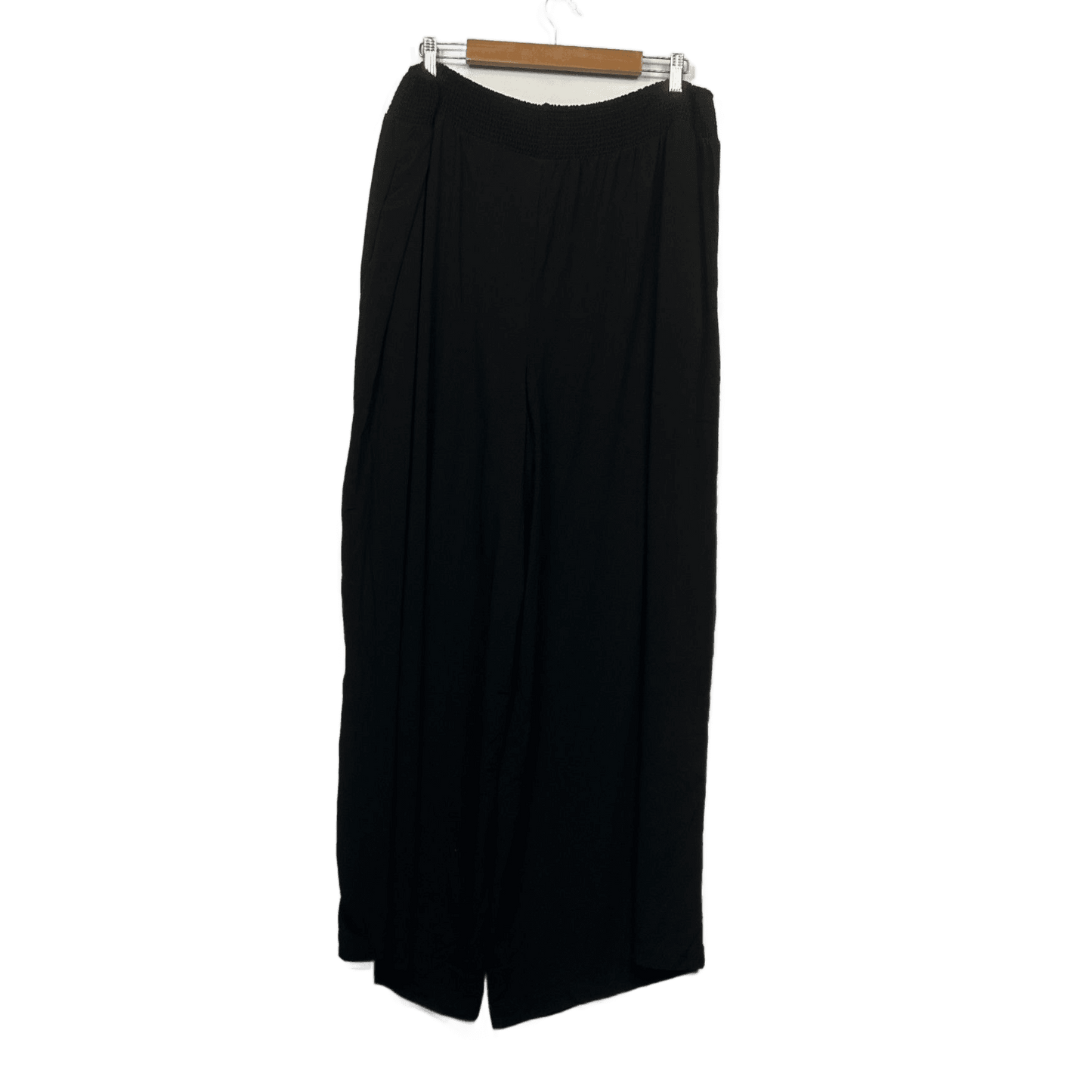 New edited Black Wide Leg Viscose Trousers Pants Size 24