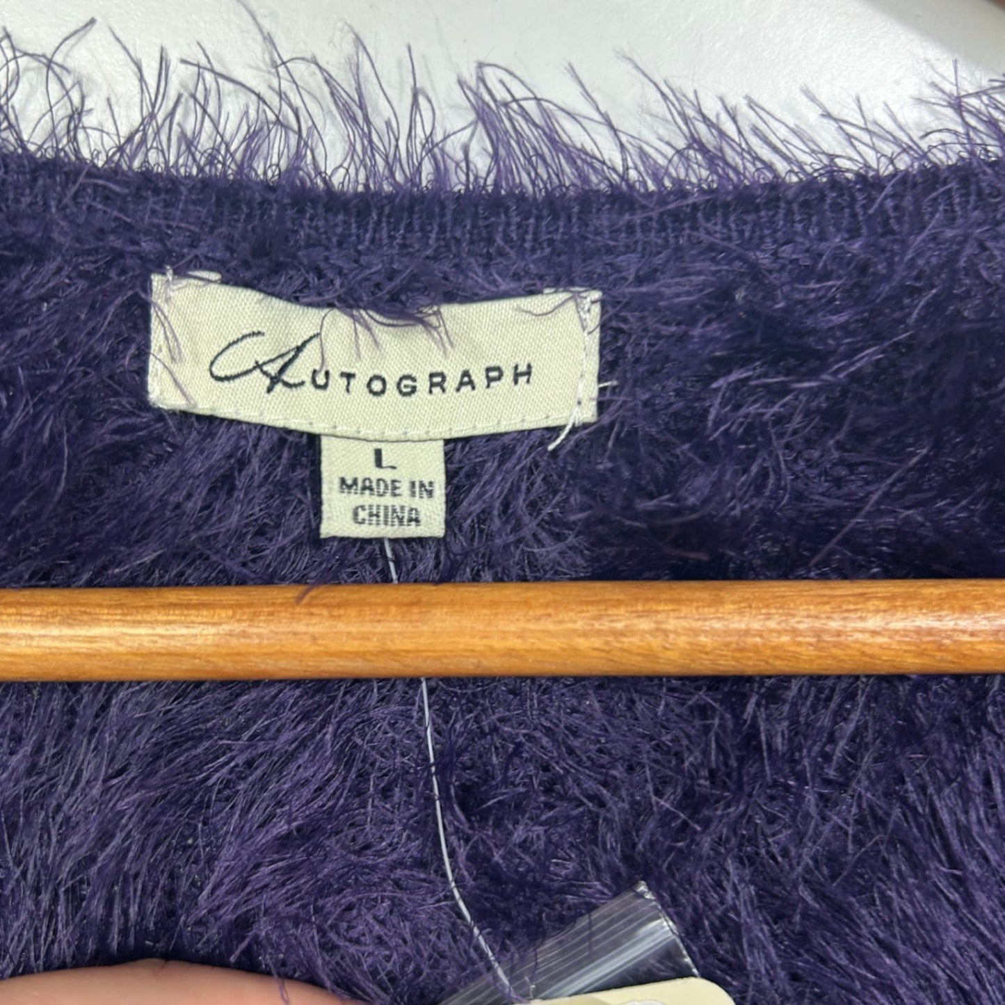 New Autograph Purple Fluffy Button Up Cardigan Jumper Size 20 Plus Large