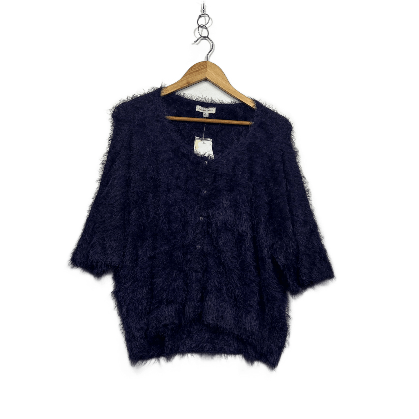 New Autograph Purple Fluffy Button Up Cardigan Jumper Size 20 Plus Large