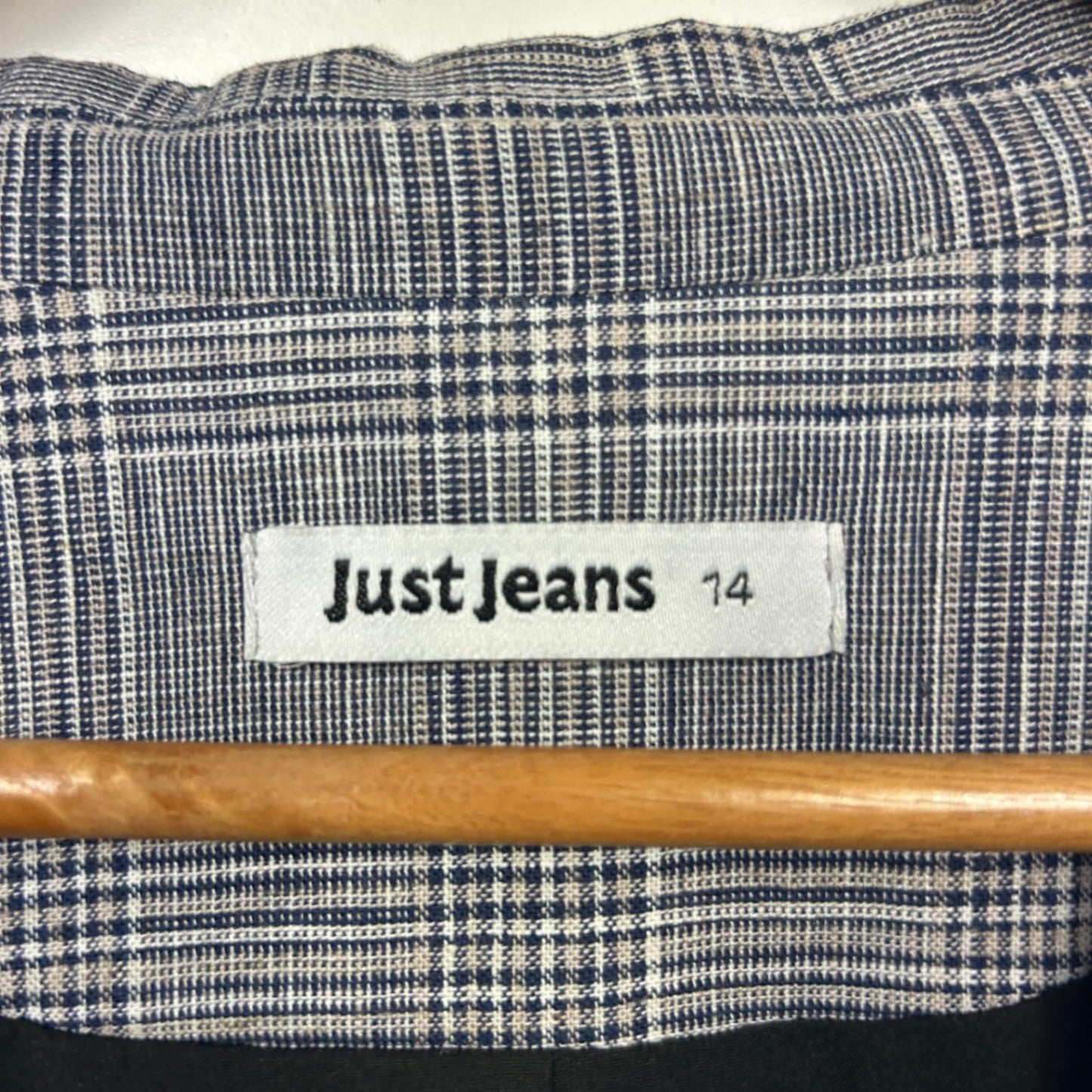 Just Jeans Grey Check Blazer Jacket Size 14