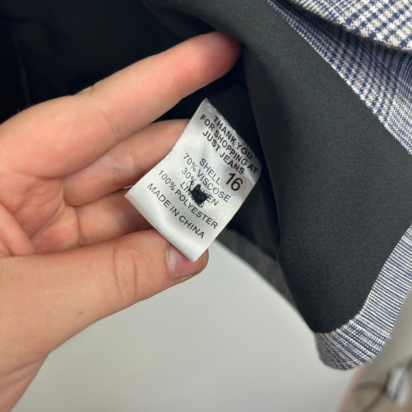 Just Jeans Grey Check Blazer Jacket Size 14